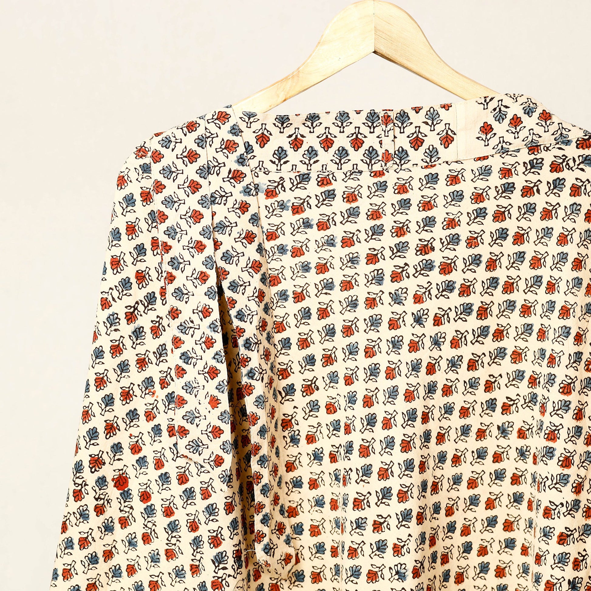 Beige - Block Print Cotton Wrap Around Ajrakh Skirt
