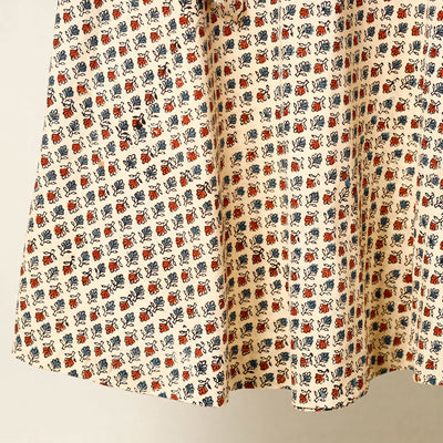 Beige - Block Print Cotton Wrap Around Ajrakh Skirt