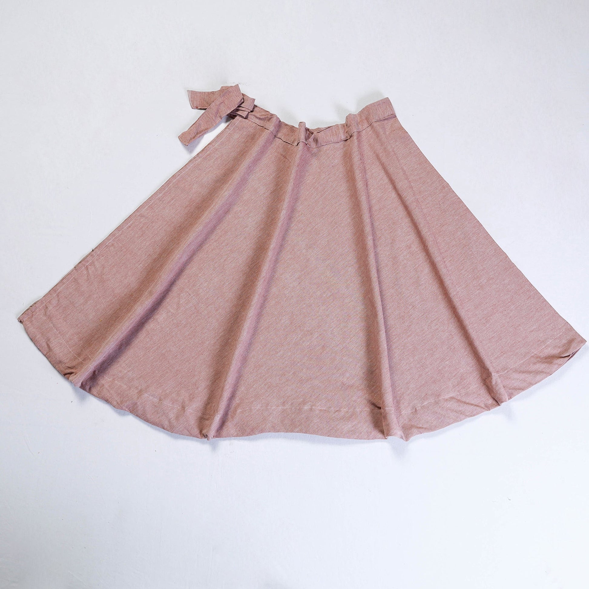 Brown - Plain Handloom Jhiri Cotton Wrap Around Skirt
