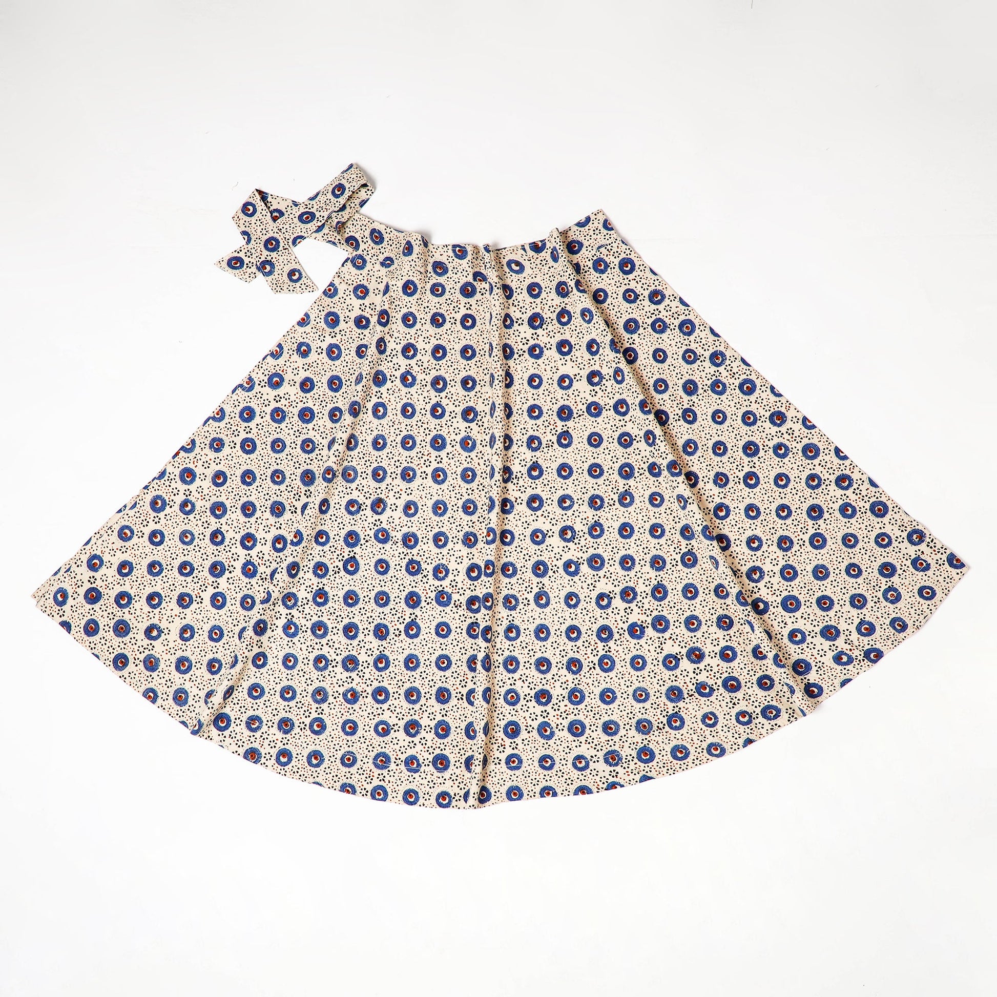Beige - Block Print Cotton Wrap Around Ajrakh Skirt