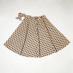 Beige - Block Print Cotton Wrap Around Ajrakh Skirt
