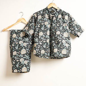 Black - Sanganeri Block Printed Cotton Night Suit Set