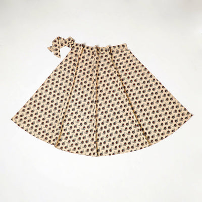 Beige - Block Print Cotton Wrap Around Ajrakh Skirt