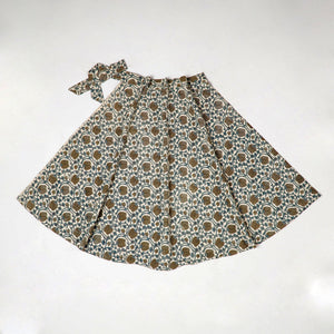 Brown - Block Print Cotton Wrap Around Ajrakh Skirt