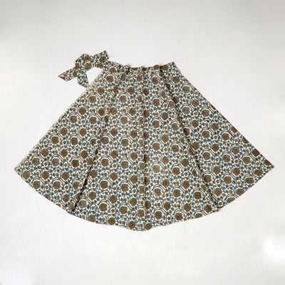 Brown - Block Print Cotton Wrap Around Ajrakh Skirt