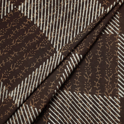 Brown - Akola Hand Block Printed Cotton Fabric