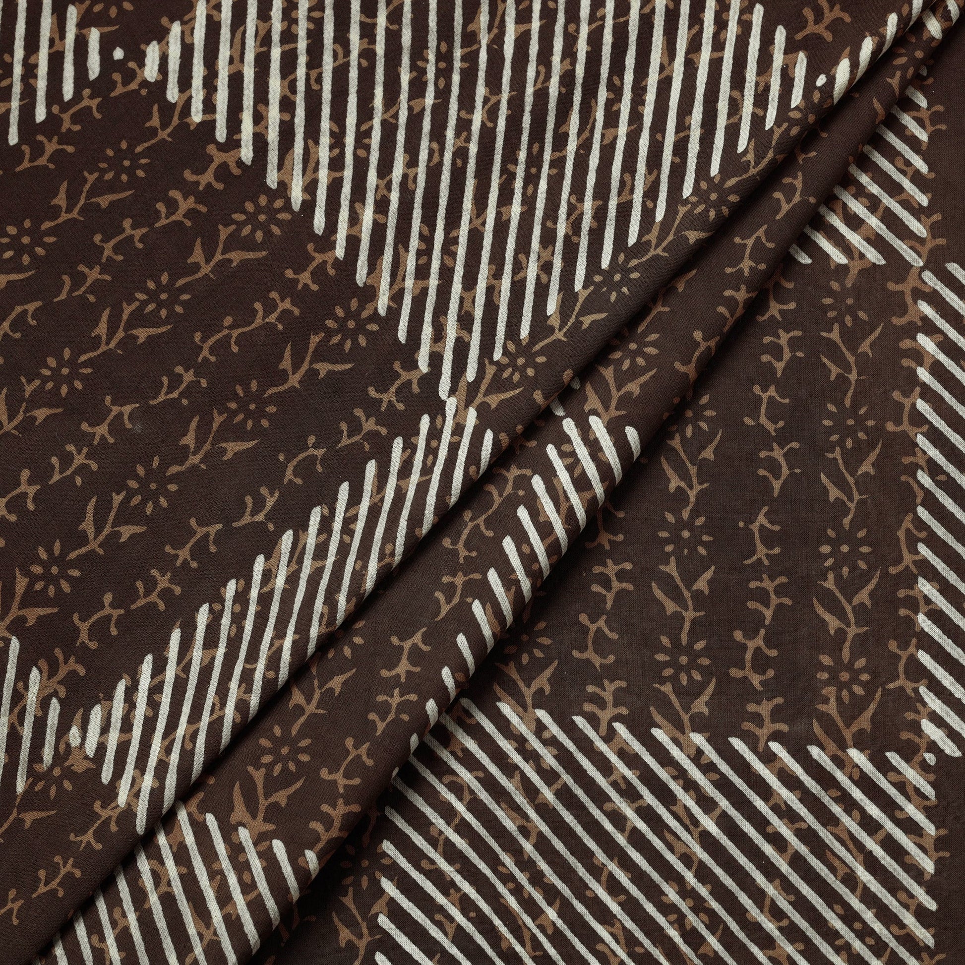 Brown - Akola Hand Block Printed Cotton Fabric