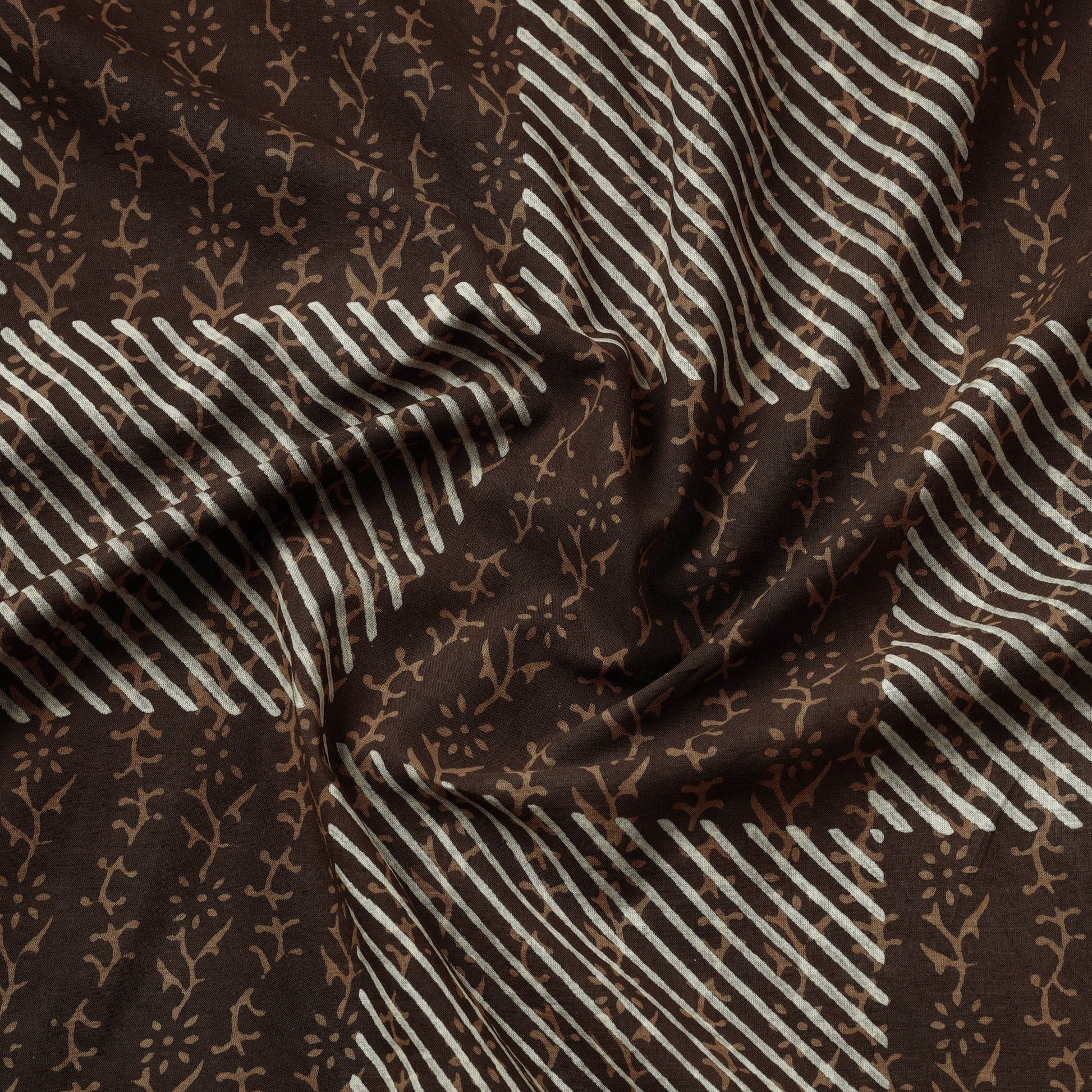 Brown - Akola Hand Block Printed Cotton Fabric