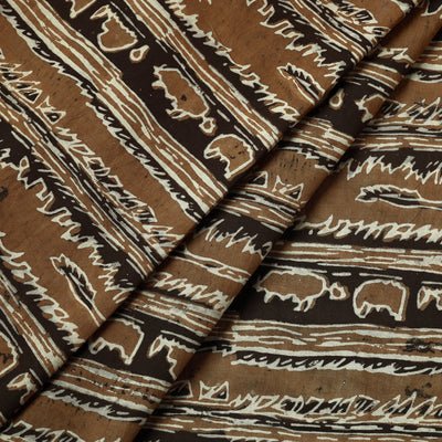 Brown - Akola Hand Block Printed Cotton Fabric
