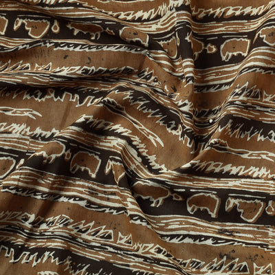 Brown - Akola Hand Block Printed Cotton Fabric