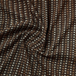 Brown - Hand Block Dotted Print Cotton Akola Fabric