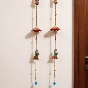 Banaras Handpainted Wooden & Beadwork Decorative Hangings (Set of 2)