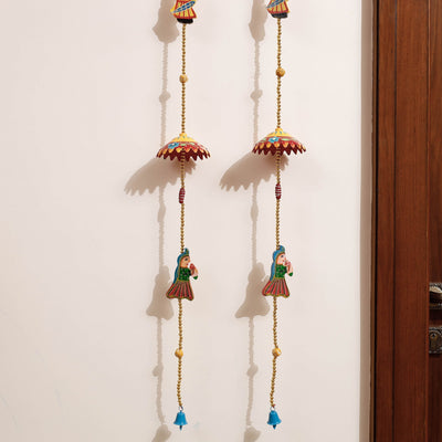 Banaras Handpainted Wooden & Beadwork Decorative Hangings (Set of 2)