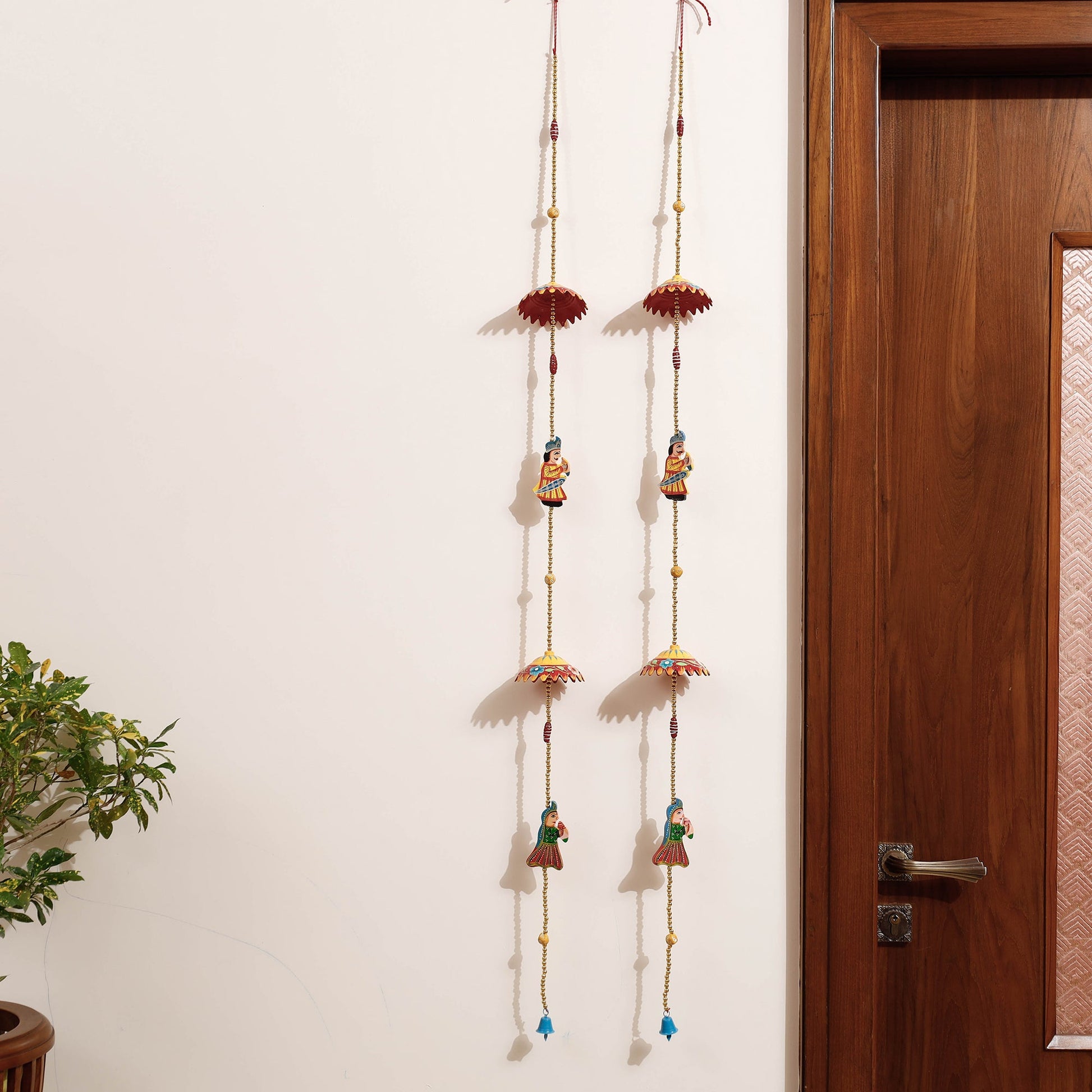 Banaras Handpainted Wooden & Beadwork Decorative Hangings (Set of 2)