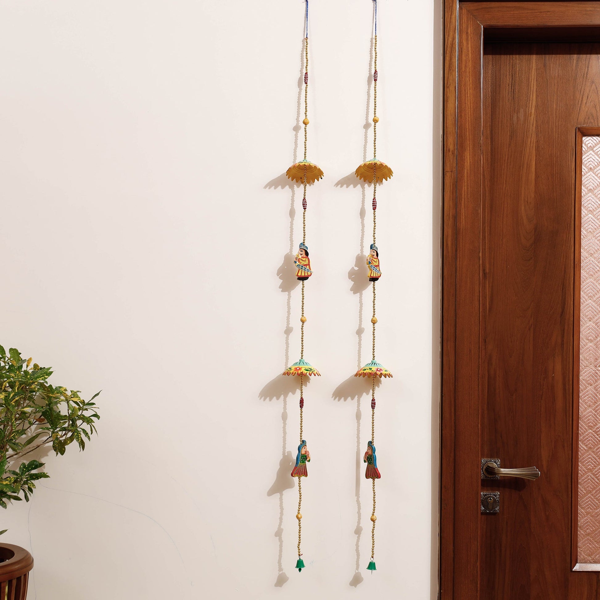 Banaras Handpainted Wooden & Beadwork Decorative Hangings (Set of 2)