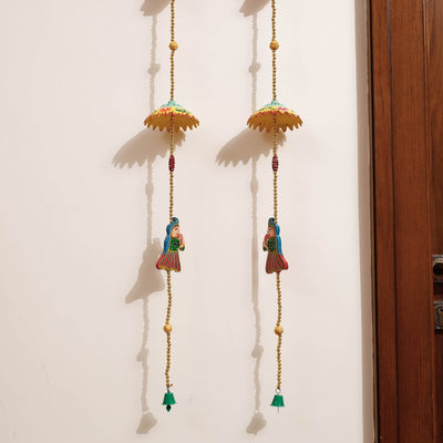 Banaras Handpainted Wooden & Beadwork Decorative Hangings (Set of 2)