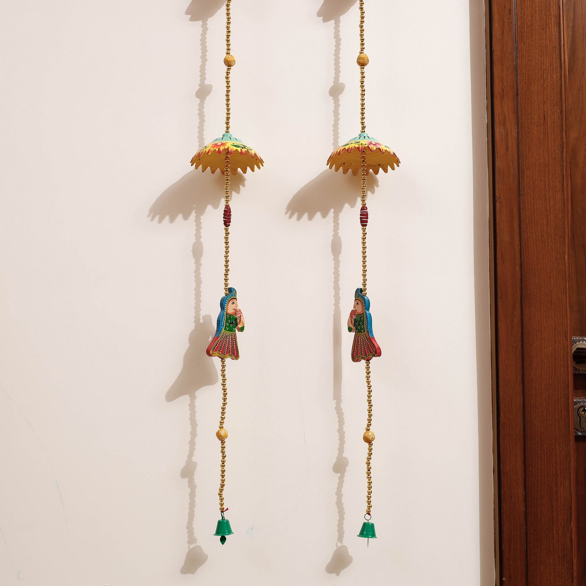 Banaras Handpainted Wooden & Beadwork Decorative Hangings (Set of 2)