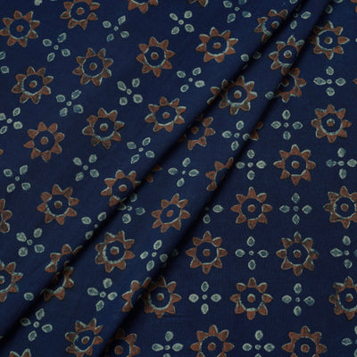 Blue - Akola Hand Block Printed Cotton Fabric