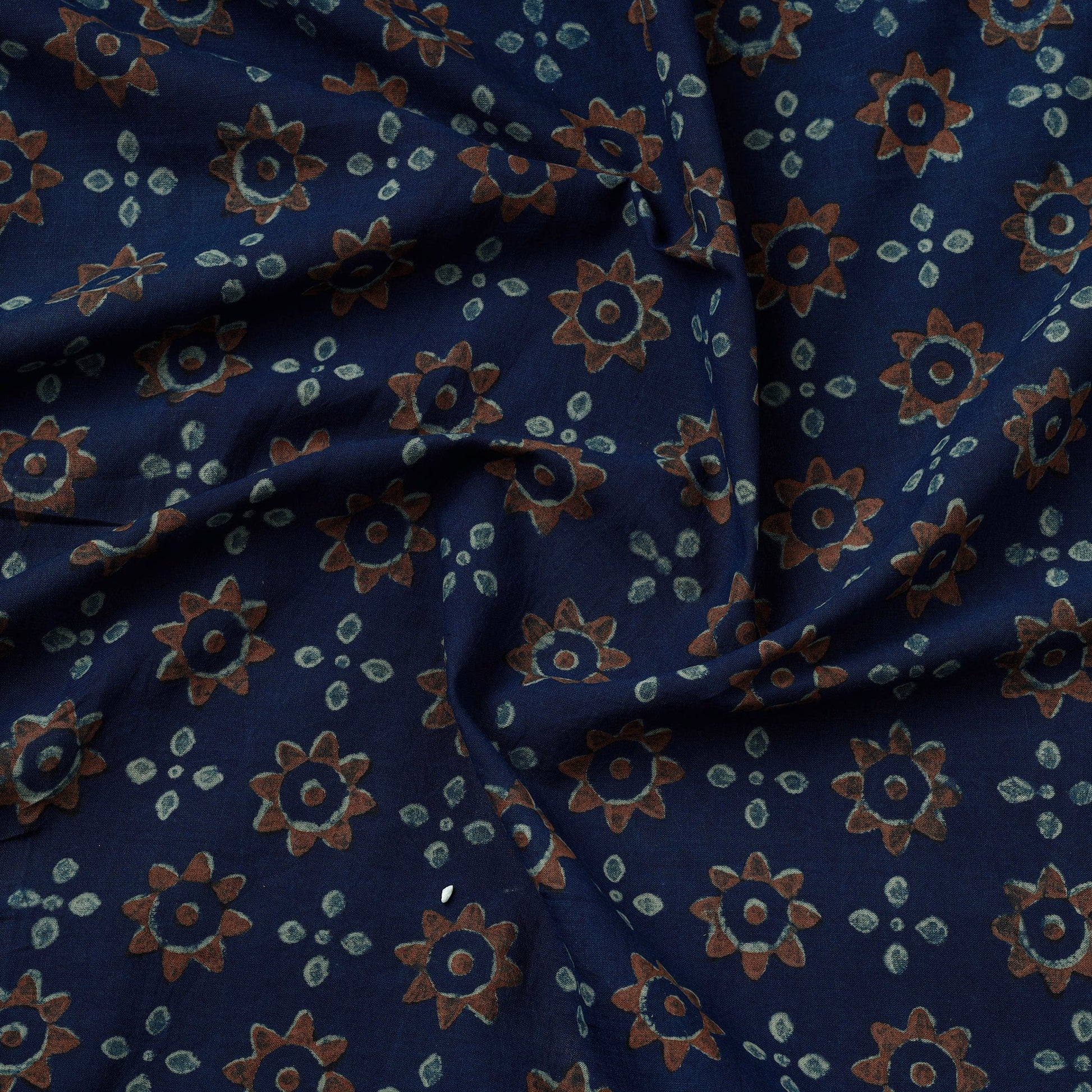 Blue - Akola Hand Block Printed Cotton Fabric