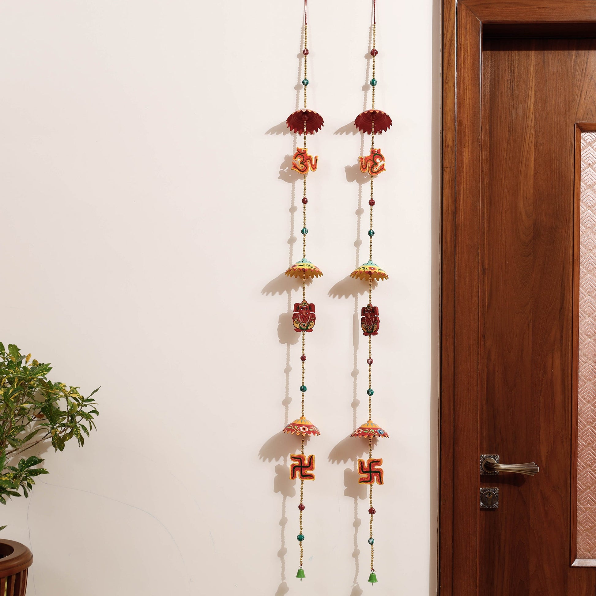 Banaras Handpainted Wooden & Beadwork Decorative Hangings (Set of 2)