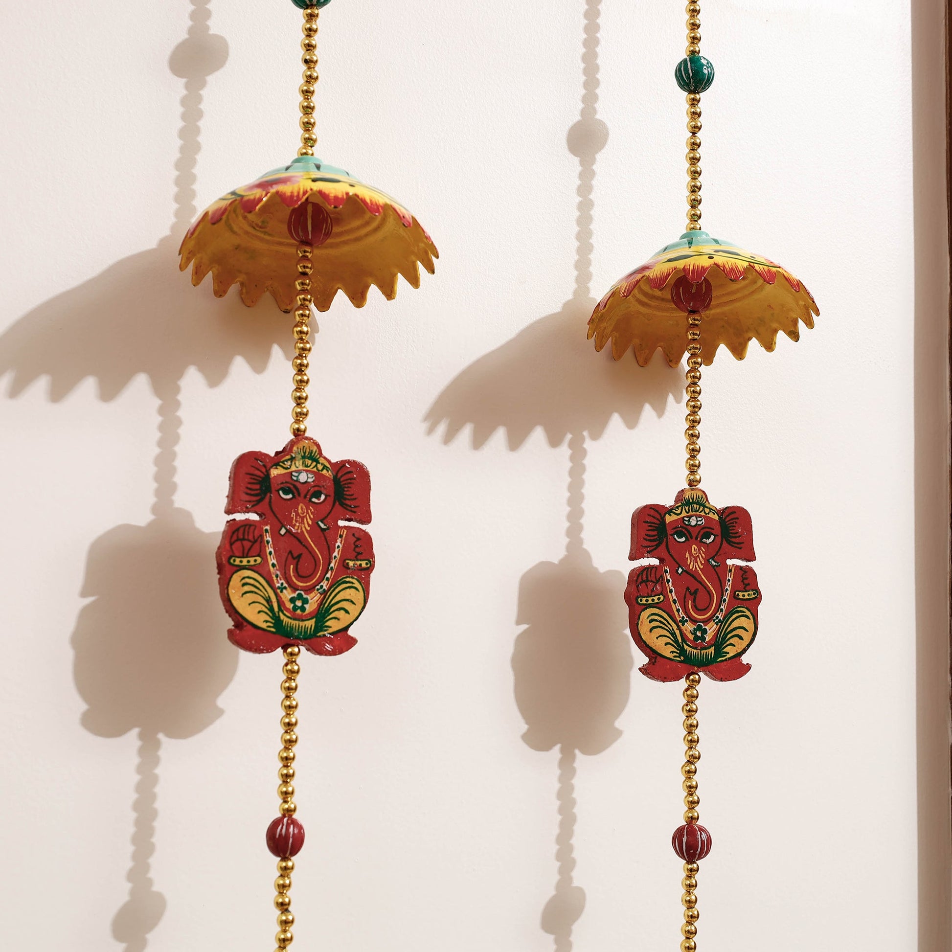 Banaras Handpainted Wooden & Beadwork Decorative Hangings (Set of 2)