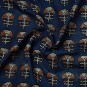 Blue - Akola Hand Block Printed Cotton Fabric
