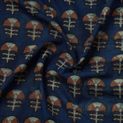 Blue - Akola Hand Block Printed Cotton Fabric