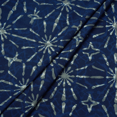 Blue - Hand Block Printed Cotton Akola Fabric