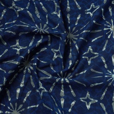 Blue - Hand Block Printed Cotton Akola Fabric