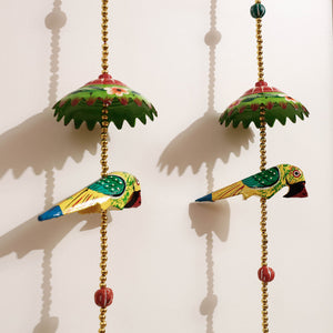 Banaras Handpainted Wooden & Beadwork Decorative Hangings (Set of 2)