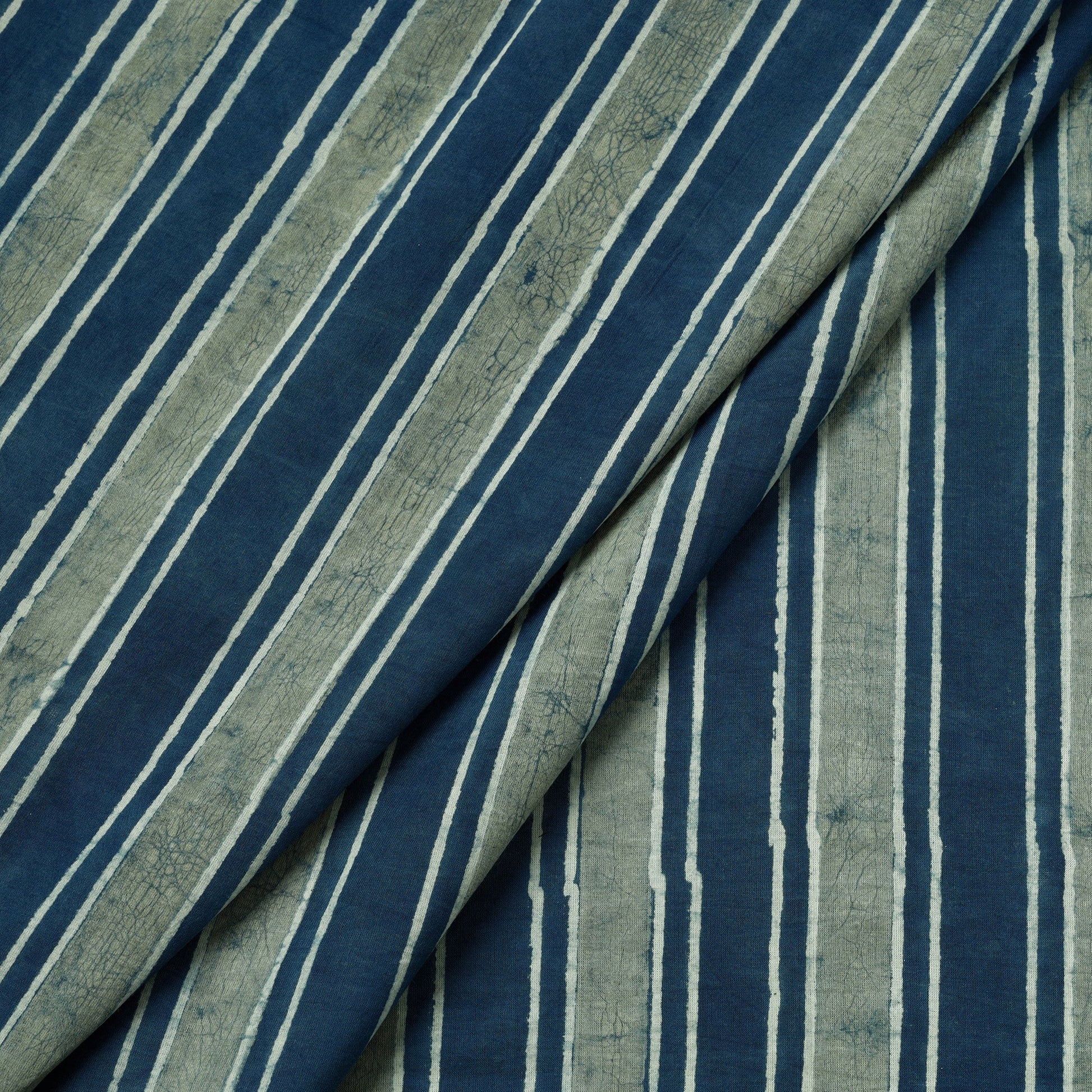 Blue - Akola Hand Block Printed Cotton Fabric