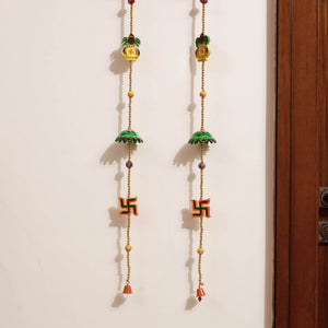 Banaras Handpainted Wooden & Beadwork Decorative Hangings (Set of 2)