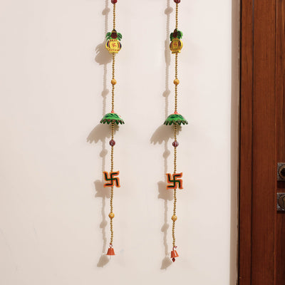Banaras Handpainted Wooden & Beadwork Decorative Hangings (Set of 2)
