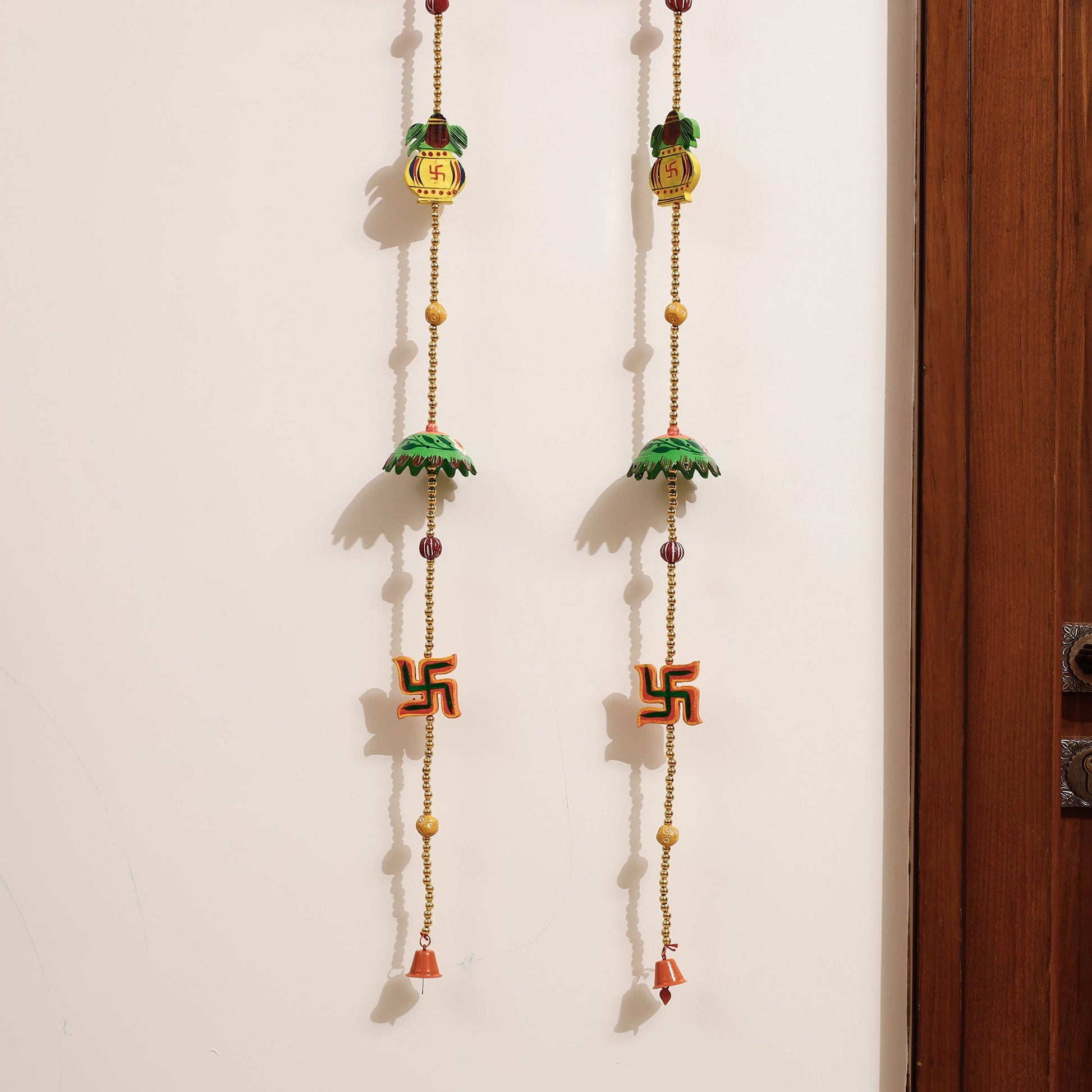 Banaras Handpainted Wooden & Beadwork Decorative Hangings (Set of 2)