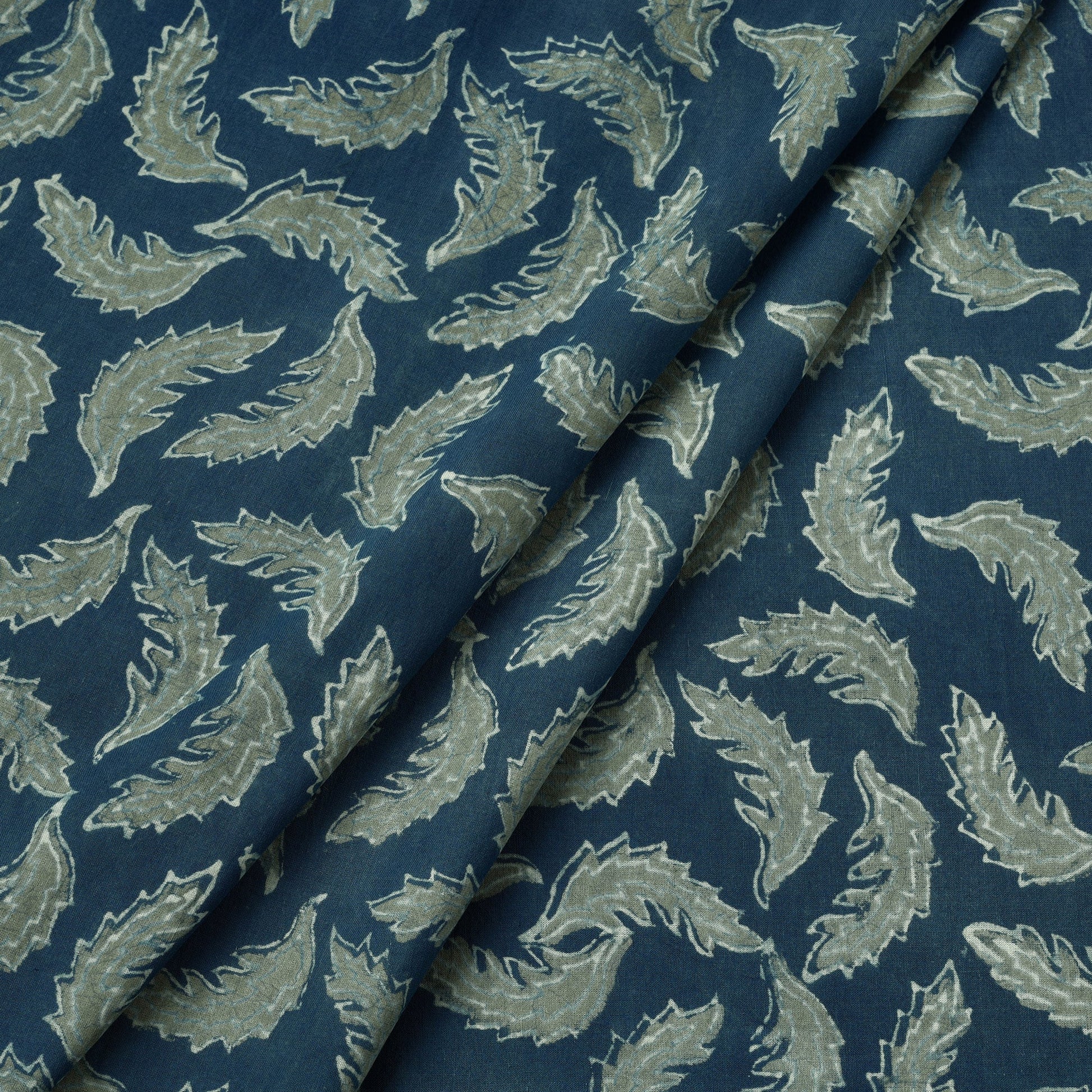 Blue - Akola Hand Block Printed Cotton Fabric