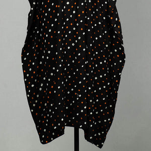 Black - Bandhani Tie-Dye Cotton Kaftan with Tie-Up Waist (Long)