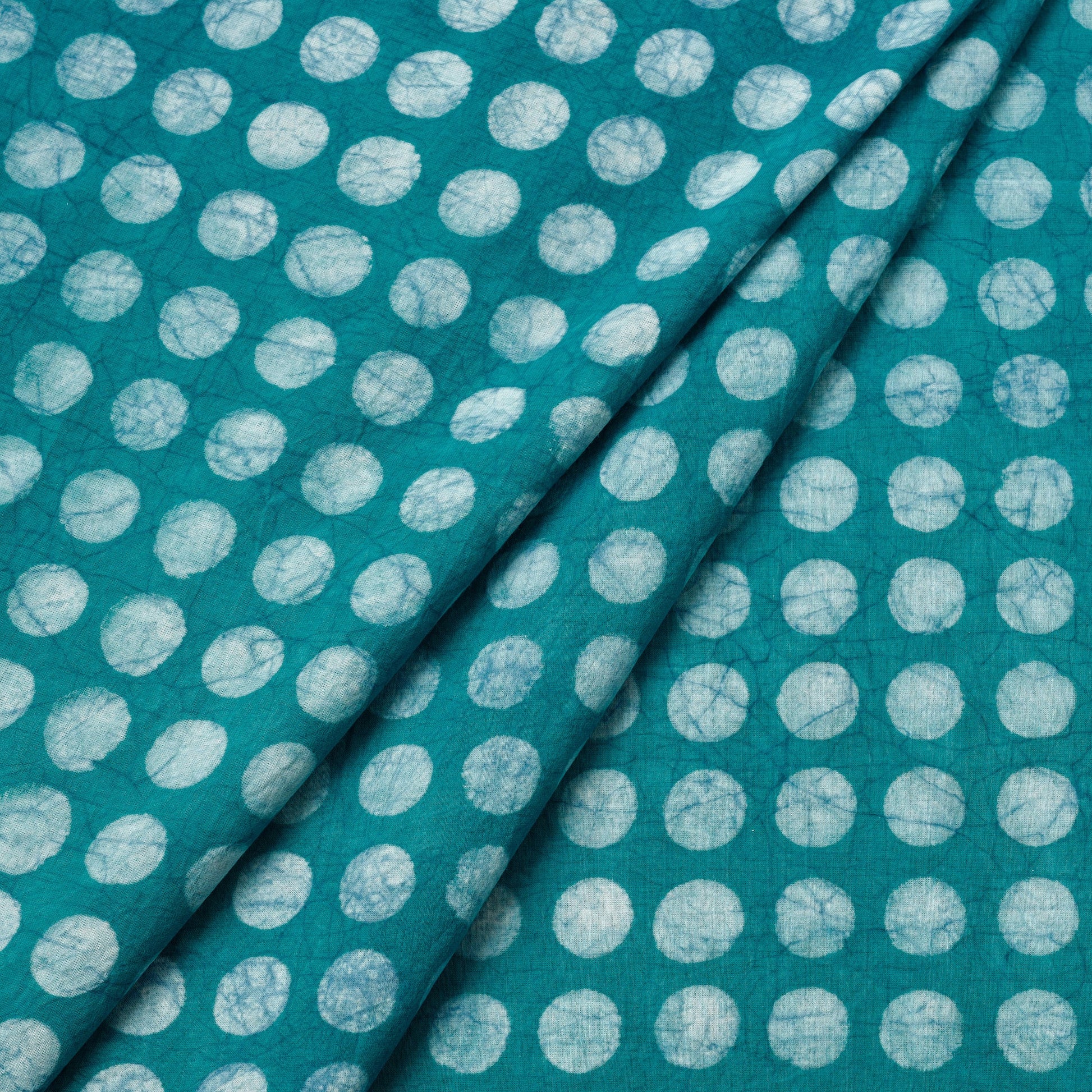 Blue - Hand Block Printed Cotton Akola Fabric