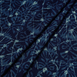 Blue - Akola Hand Block Printed Cotton Fabric