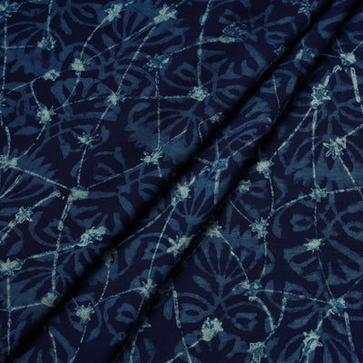 Blue - Akola Hand Block Printed Cotton Fabric