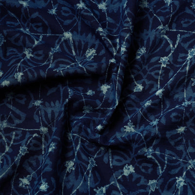 Blue - Akola Hand Block Printed Cotton Fabric