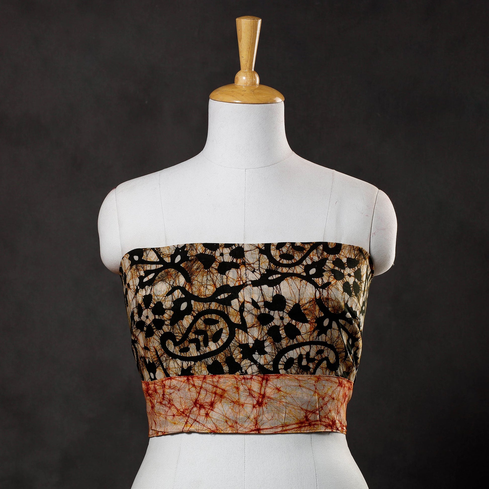 Brown - Hand Batik Printed Cotton Blouse Piece