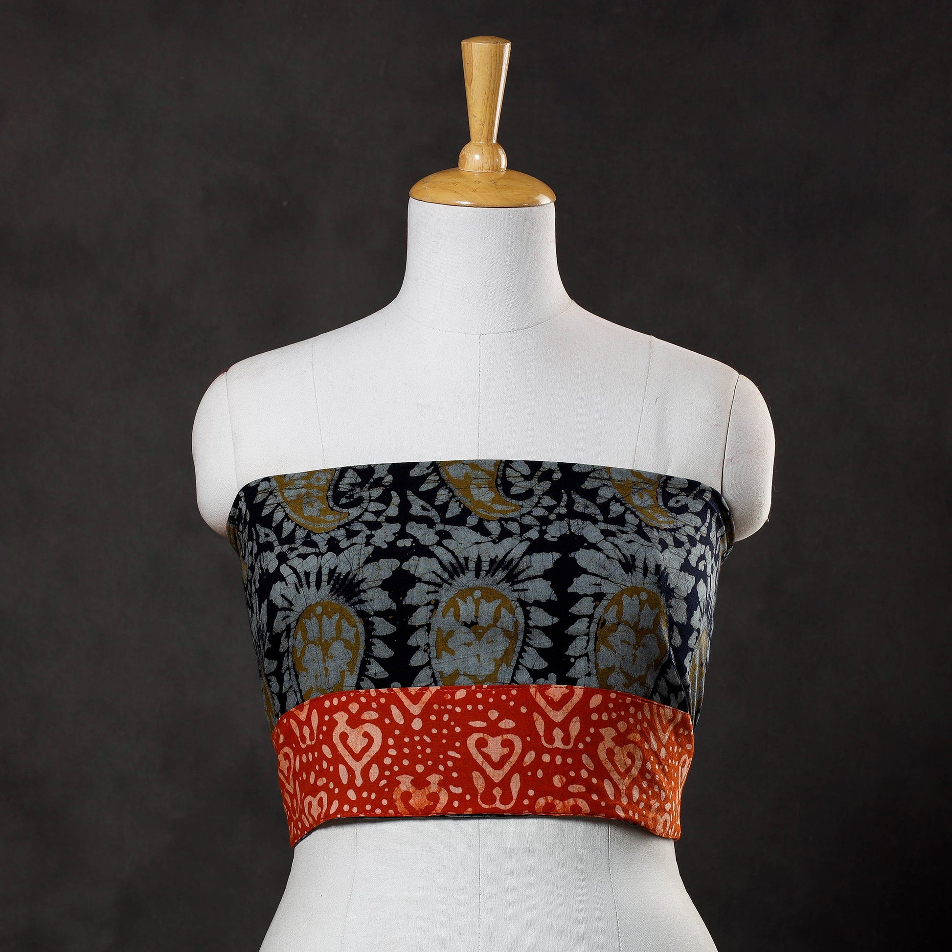 Black - Hand Batik Printed Cotton Blouse Piece