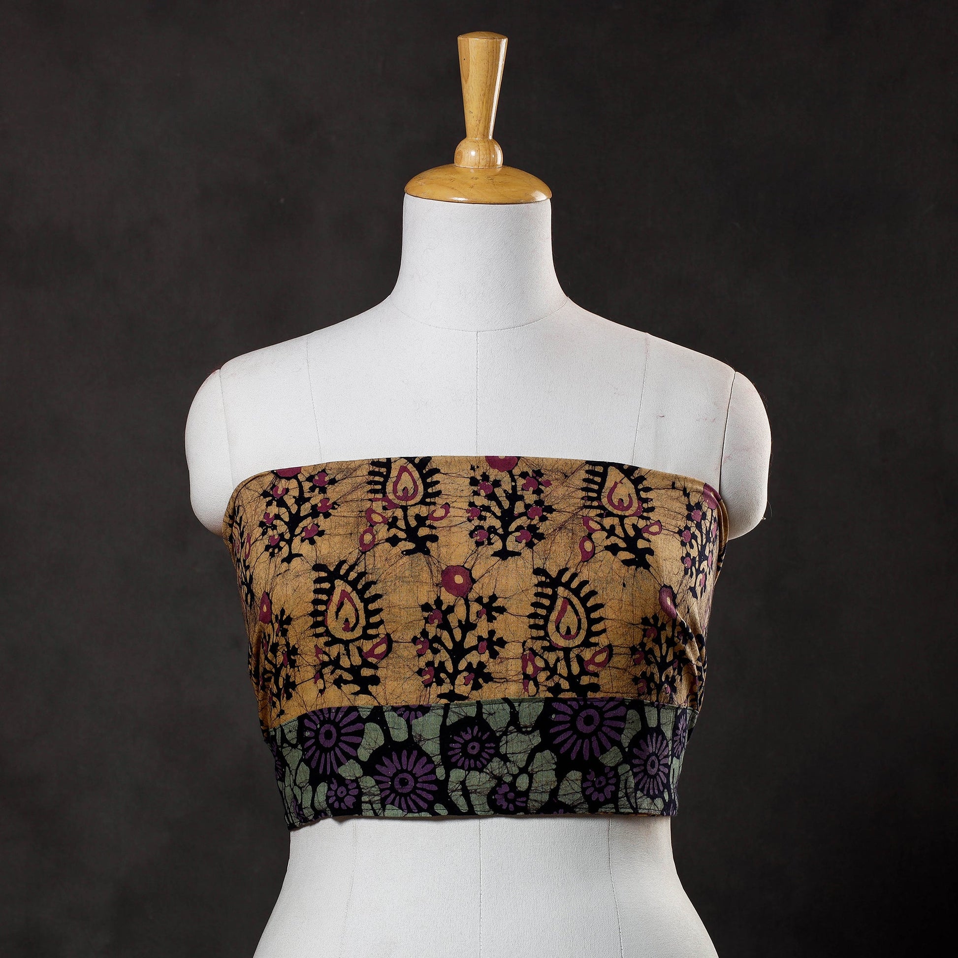 Brown - Hand Batik Printed Cotton Blouse Piece