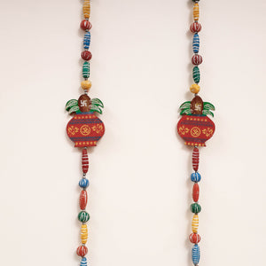 Banaras Handpainted Wooden & Terracotta Beads Decorative Hanging (Set of 2)