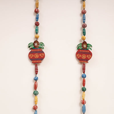 Banaras Handpainted Wooden & Terracotta Beads Decorative Hanging (Set of 2)