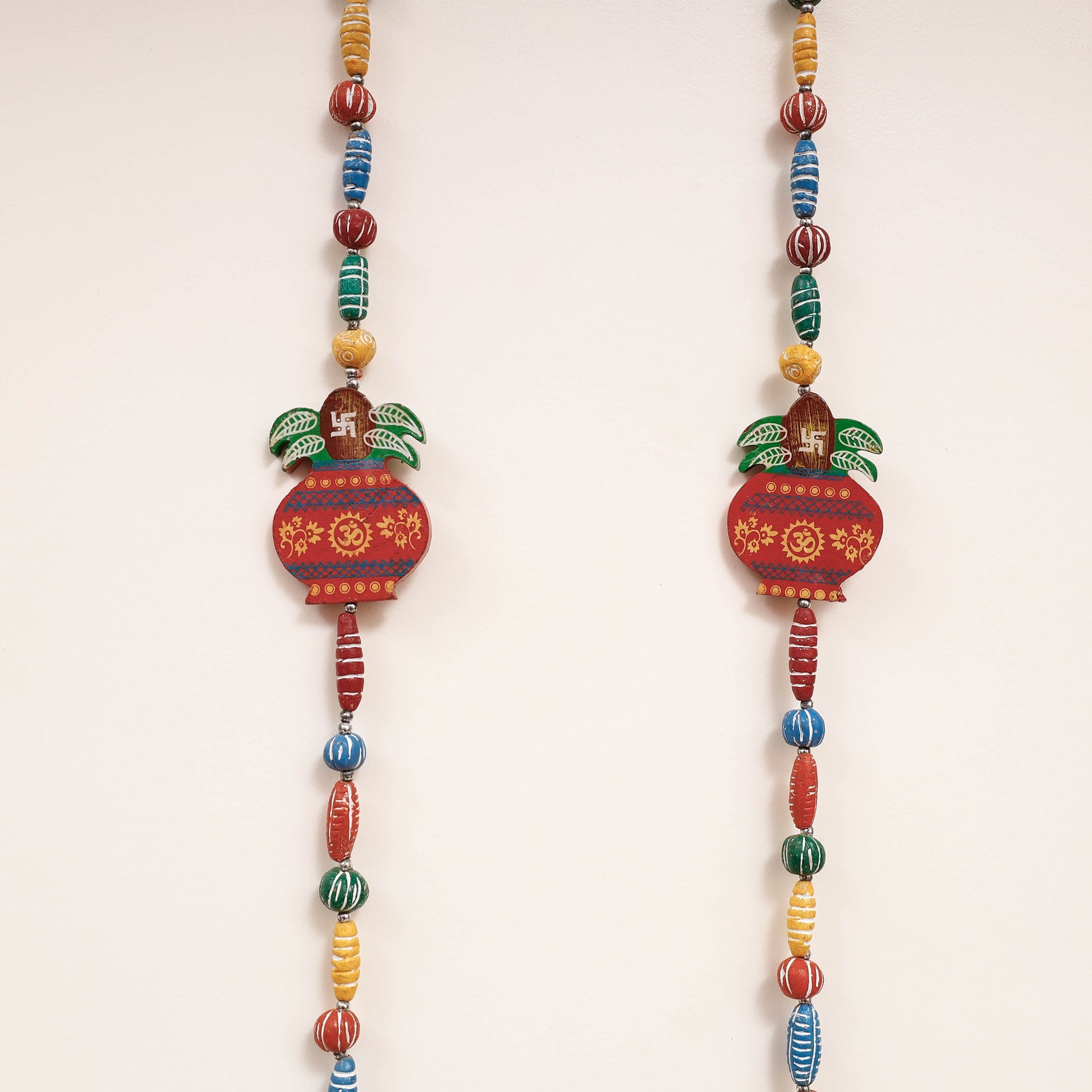 Banaras Handpainted Wooden & Terracotta Beads Decorative Hanging (Set of 2)