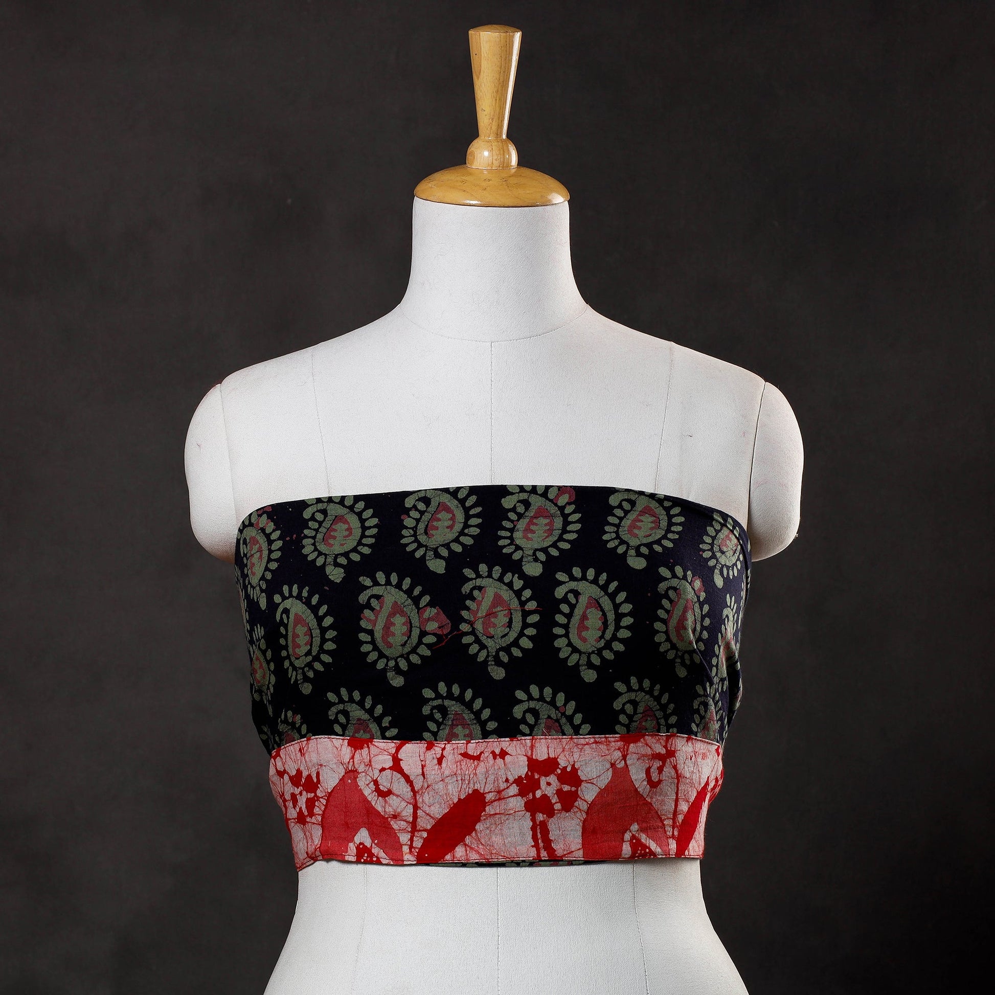 Black - Hand Batik Printed Cotton Blouse Piece
