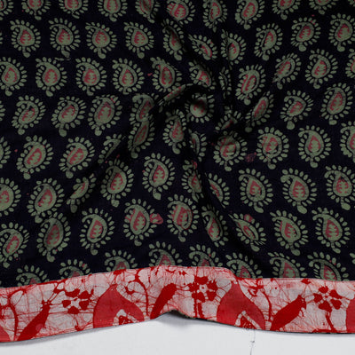 Black - Hand Batik Printed Cotton Blouse Piece