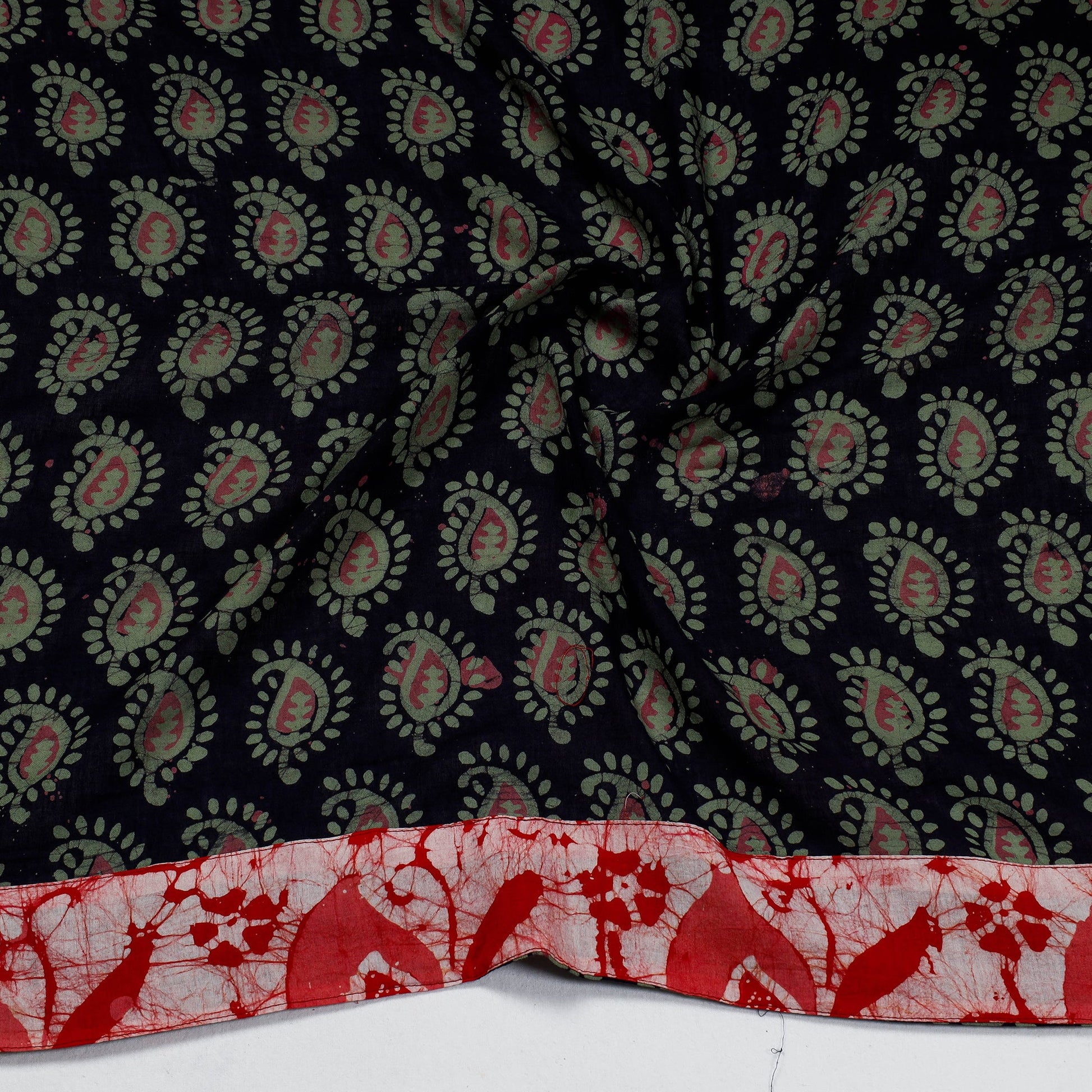 Black - Hand Batik Printed Cotton Blouse Piece