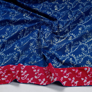 Blue - Batik Block Printed Cotton Blouse Piece